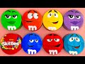 Satisfying Video Fresh Unpacking Bright Tins With Rainbow Skittles And Chocolate M M S Candy ASMR