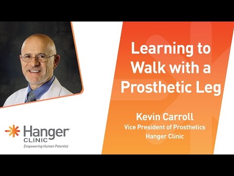 New amputees learning to walk with a prosthetic leg