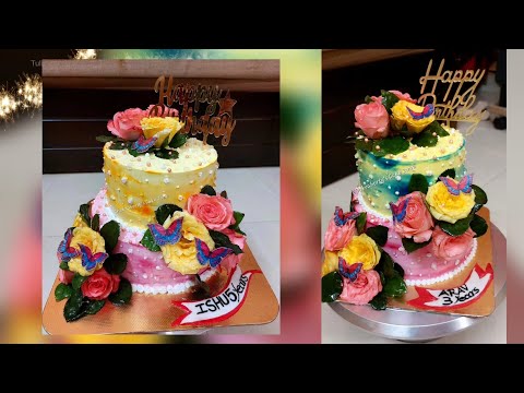 2 step Fresh Flowers Cake #vlog #cake #tulika #homebaked #simplecakedesing #cakes #viral #cakevideo