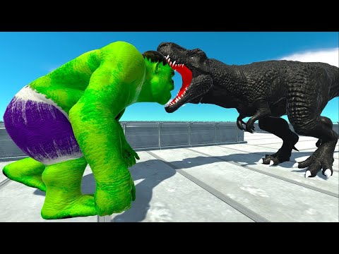DARK T REX vs HULK GORO vs FLASH SPINO  DEATH CLIMB - Animal Revolt Battle Simulator