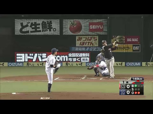 1回表 マリーンズ・クルーズが満塁好機でタイムリー2塁打!! 連敗ストップへ気迫の一打!! 2014/7/9 L-M