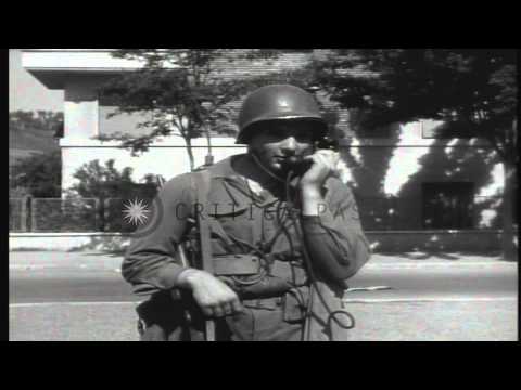 American soldiers of 85th Infantry Division march along street after liberation o...HD Stock Footage