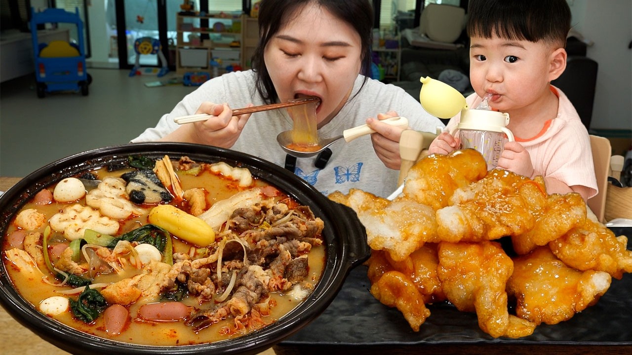 몇 년만의 매콤 마라탕 먹방 (뒷부분에 지훈이 이유식 먹방) 🤤