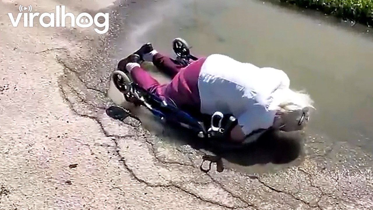 Good Samaritan Helps Elderly Woman Stranded in Puddle || ViralHog