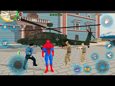 Spider Rope Hero Gangster Crime - Army Helicopter at Vegas City - Android Gameplay