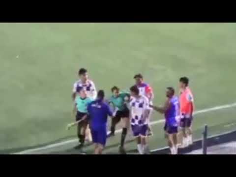 Female referee SLAPPED by a soccer player after receiving a red card
