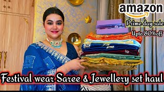 Amazon Prime day sale Upto 80% off Festival wear Saree & Jewellery set haul @PoojaRikichoyal