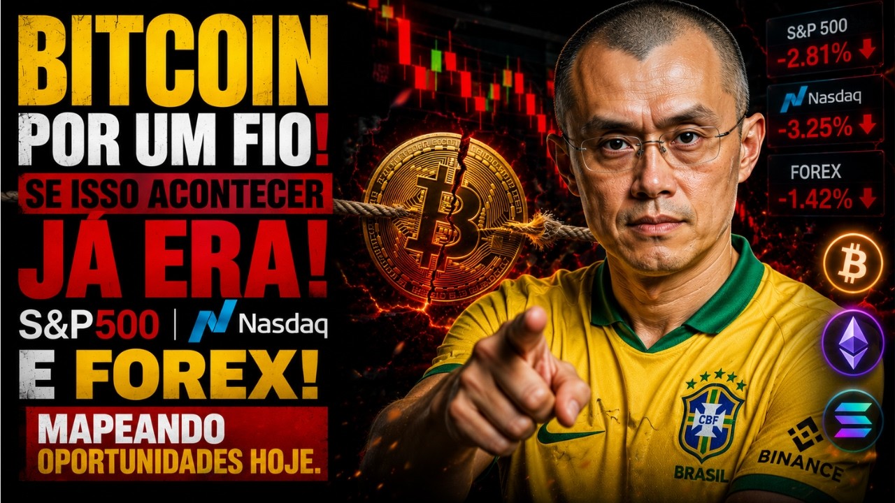 TRADING AO VIVO: BITCOIN POR UM FIO! SE ISSO ACONTECER JÁ ERA! SP500, NASDAQ, OURO, FOREX