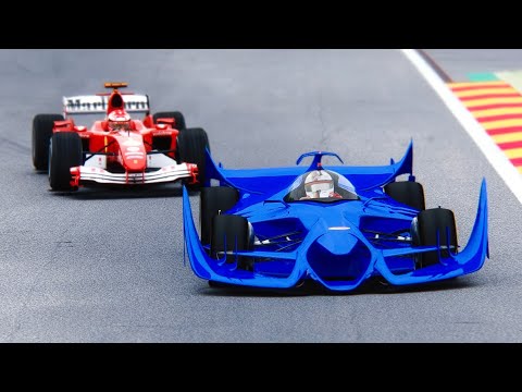 Ferrari F1 2004 vs Bugatti F1 2030 Concept at Spa Francorshamps