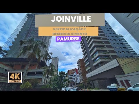 Caminhando em Joinville/SC. Construção de arranha-céus e verticalização da área central.