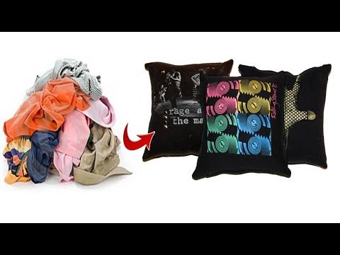 2 ways to convert or reuse Old tshirt into pillow cover @DIYPROCESSBYHEMA Video
