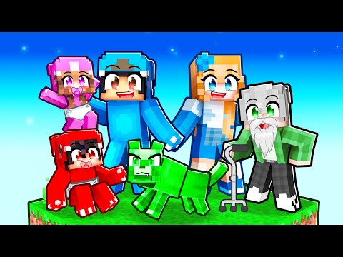 Playing as a FAMILY on ONE BLOCK in Minecraft!