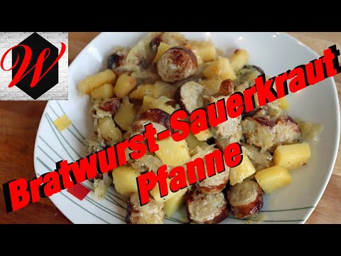 Bratwurst-Sauerkraut-Pfanne einfach und schnell // 4K Video //