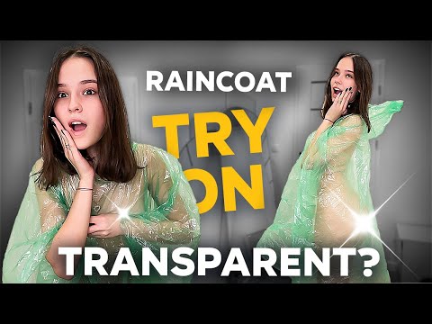 [4K USA] Bright Transparent Raincoat ☔ Bright Fresh Color Try-On & Soft Fluid Motion