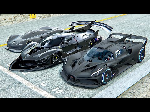 Bugatti Bolide Carbon Edition vs Ferrari FXX K EVO vs SRT Tomahawk - Drag Race 20 KM