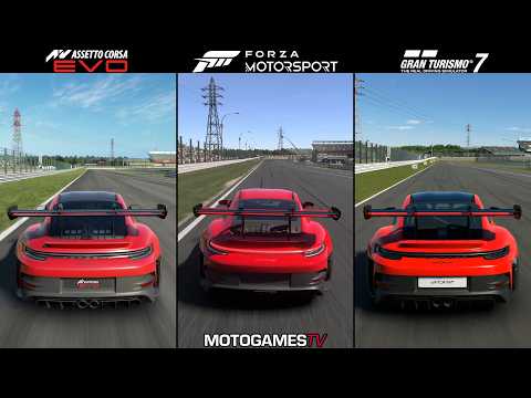 Assetto Corsa EVO vs Forza Motorsport (2023) vs Gran Turismo 7 - Porsche 911 GT3 RS (992) at Suzuka