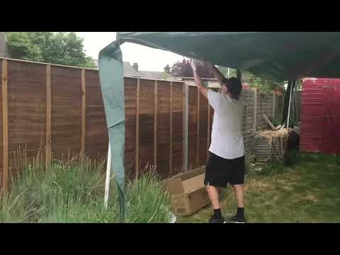 The Millers turning Gazebo poles into aircraft stunt and finally set the Gazebo up dad/son show