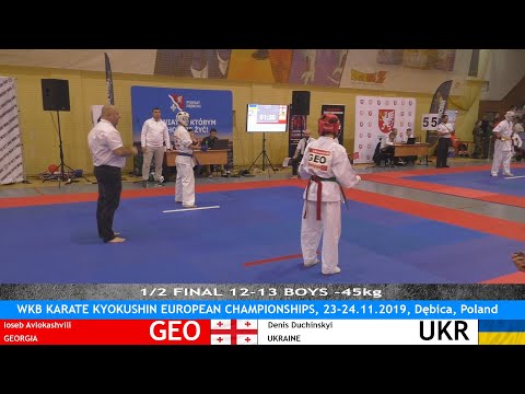 EC WKB 2019 1/2 FINAL -45kg BOYS 12-13 Ioseb Avlokashvili GEO vs Denis Duchinskyi UKR