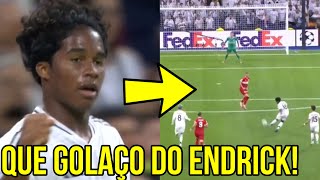 ENDRICK MARCA SEU PRIMEIRO GOL NA CHAMPIONS COM A CAMISA DO REAL MADRID! QUE GOLAÇO!