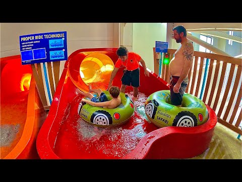 Riding the Safari Bowl Water Slide at Kalahari Resort #poconos