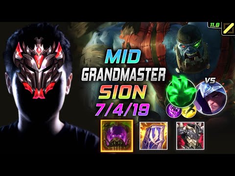 GrandMaster Sion MID vs Talon - 천상계 장인 미드 사이온 템트리 룬 터화공 착취 - LOL KR 11.9