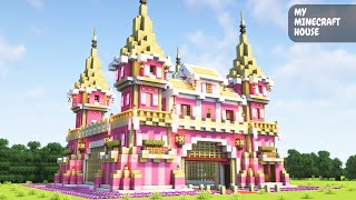 Minecraft: How to build a beautiful pink castle like a fairy tale