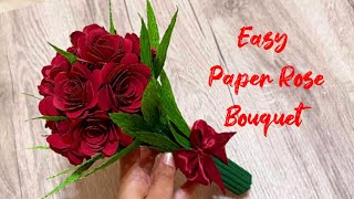 Paper Rose Bouquet, Easy Handmade flower bouquet