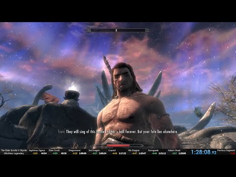 Skyrim legendary difficulty glitchless 1:28:08 speedrun previous world record