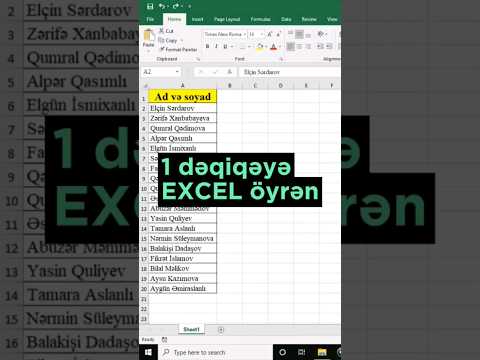 1 dəqiqəyə Excel öyrən Part 2 #magistrol #excel #ofisproqramları