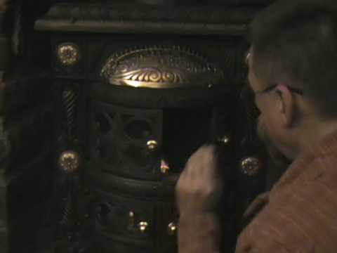 Antique Coal Parlor Stove Starting it Part 3