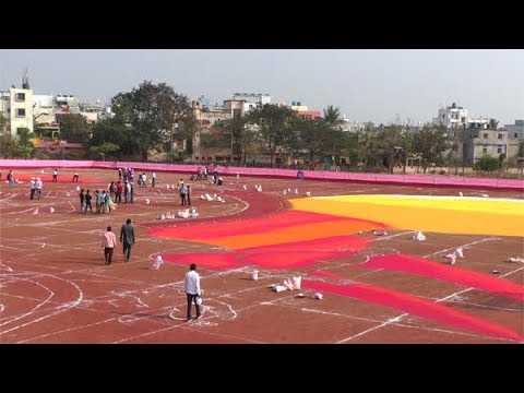 शिवरायांच्या विश्व विक्रमी रांगोळीचे रेखाटन सुरु