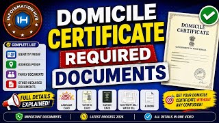 Documents for Domicile certificate apply 2026