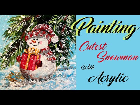 How to Painting Cutest Snowman for beginners | Easy Tutorials