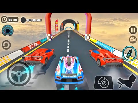 Impossible Car Tracks 3D: Blue Car Driving Simulator Stunts Multiplayer Mode - Android Gameplay