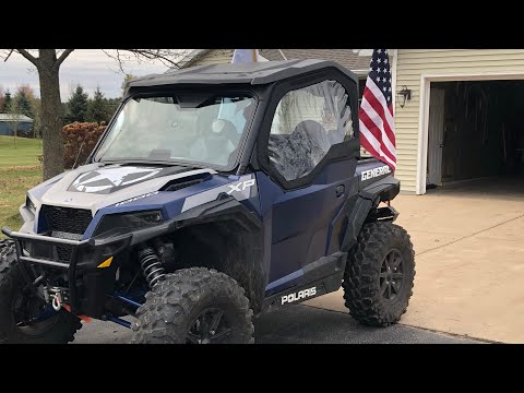 Polaris General XP 1000 32 inch carnivore 600 mile review and thumper fab bumper test on some trees!