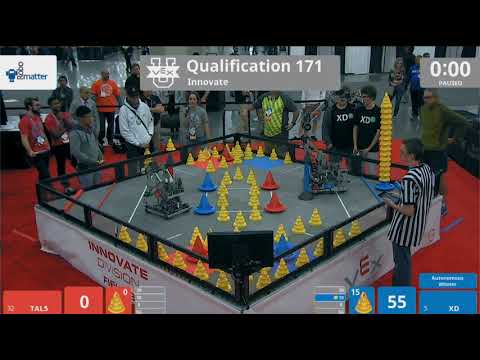 XD Robotics VEXU 2018 World Championship Q171 - World Record Score (139 pts)
