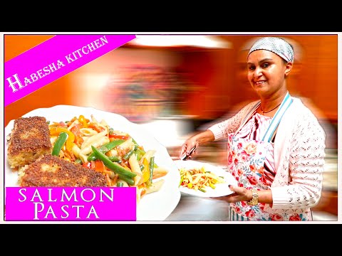 Habesha Kitchen - How To Make Simple Salmon Pasta 🐟🍝
