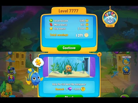 Fishdom Level 7777 and Help the Fish beat the Minigame