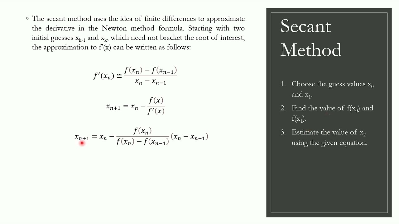 Secant Method Implementation in Excel and VBA | NMS Video 10