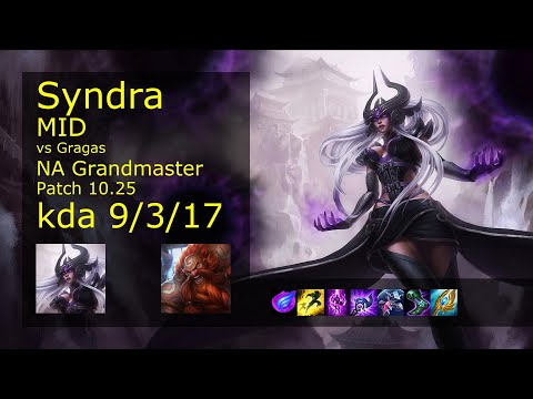 Syndra vs Gragas Mid - NA Grandmaster 9/3/17 Patch 10.25 Gameplay