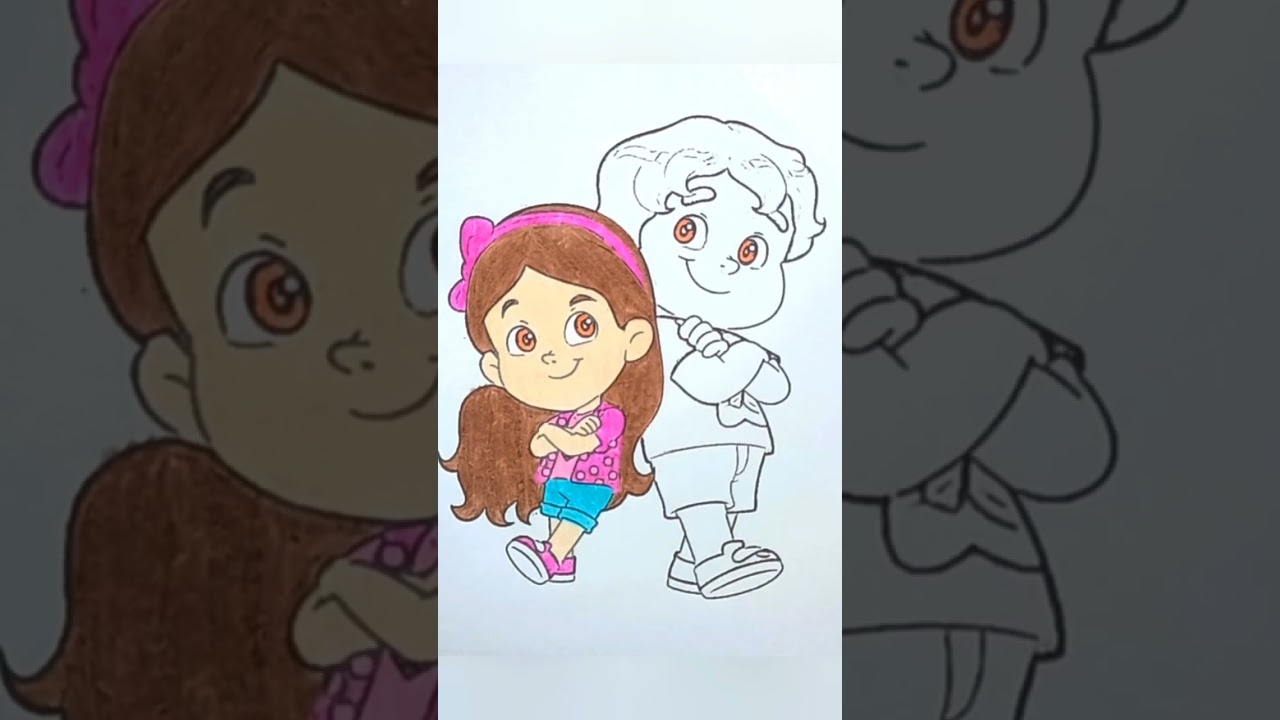 desenho da Maria Clara e do Jp para colorir