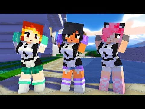 SUPER IDOL YAY ARIGATO COUPLE MAID DANCE APHMAU, KIM, KC - MINECRAFT ANIMATION #shorts