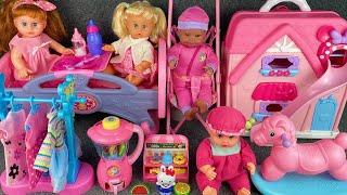 11 Minutes Satisfying with Unboxing Pink Doll House & Bed Toys Set Review | ASMR