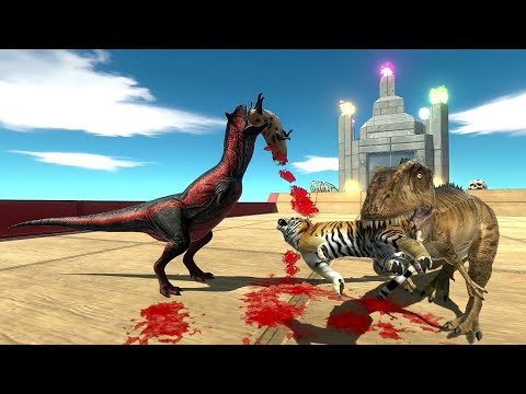 DINOSAURS 1 VS 2 TOURNAMENT - CARNIVOROUS DINOSAURS VS ANIMALS - Animal Revolt Battle Simulator