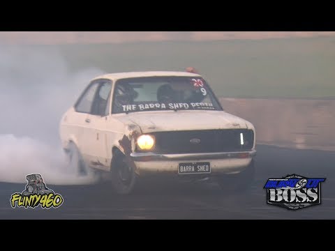 BARRA ESCORT GOES NUTS (AND TAGS THE WALL) AT BURNOUT BOSS