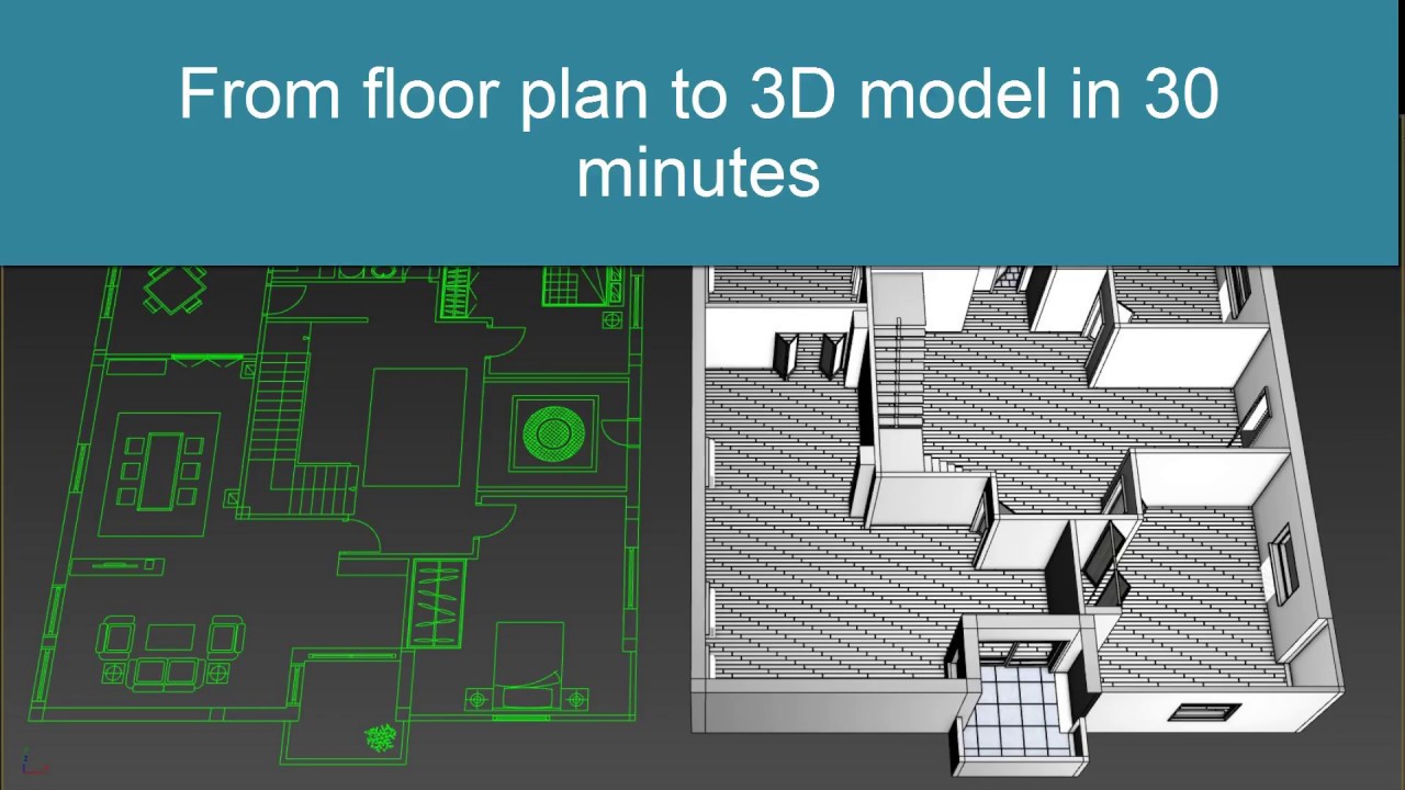 3ds Max Modeling Apartman in 30 minutes from .dwg file with exercise file