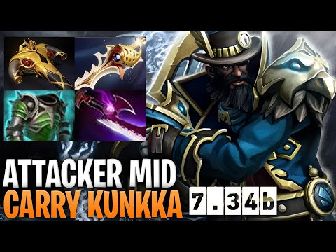 Attacker Mid Carry Kunkka - Dota 2 Pro Immortal Kunkka Gameplay 7.34b