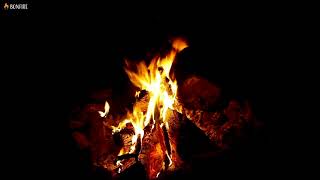 Night Fire with Black Background Clip - 12 Hours Crackling Campfire Noises and Dark Screen for Sleep