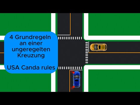 Vorfahrt: Die 4 Grundregeln in den USA & Kanada. Vereinfachte Animation.
