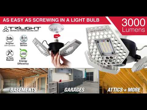 STKR Concepts Trilight Motion Activated Garage Ceiling Light